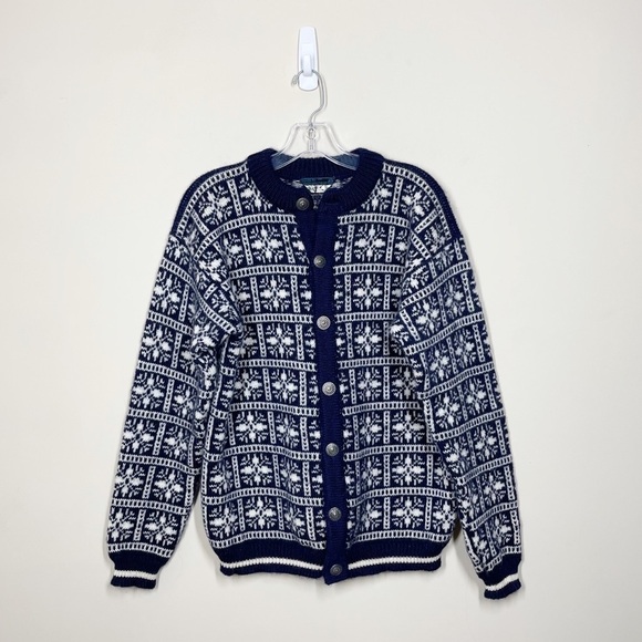 Dale of Norway Vintage Nordic Cardigan Sweater Snowflakes - Picture 1 of 3